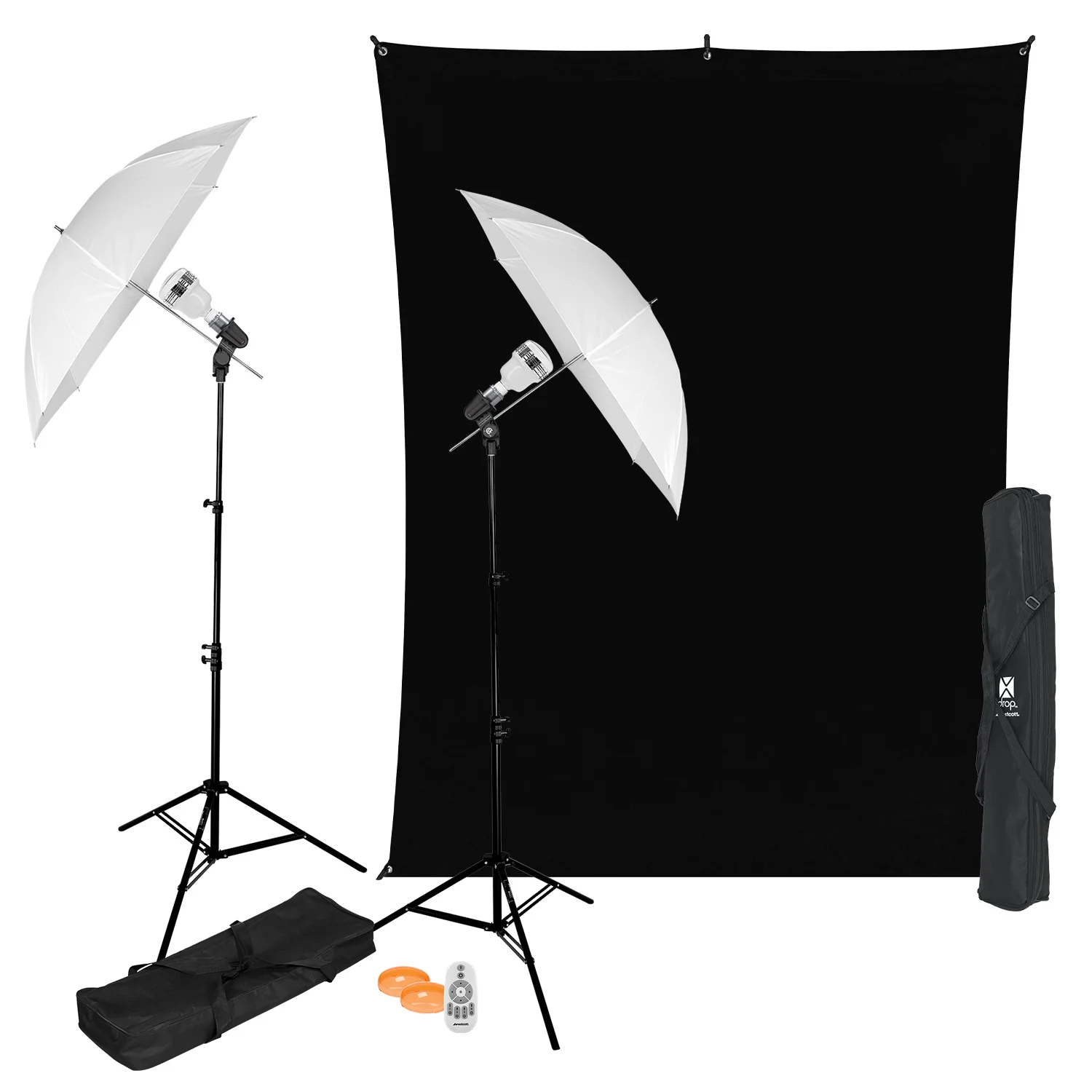 uLite 2-Light Umbrella Kit with X-Drop Backdrop & Stands - Image 16