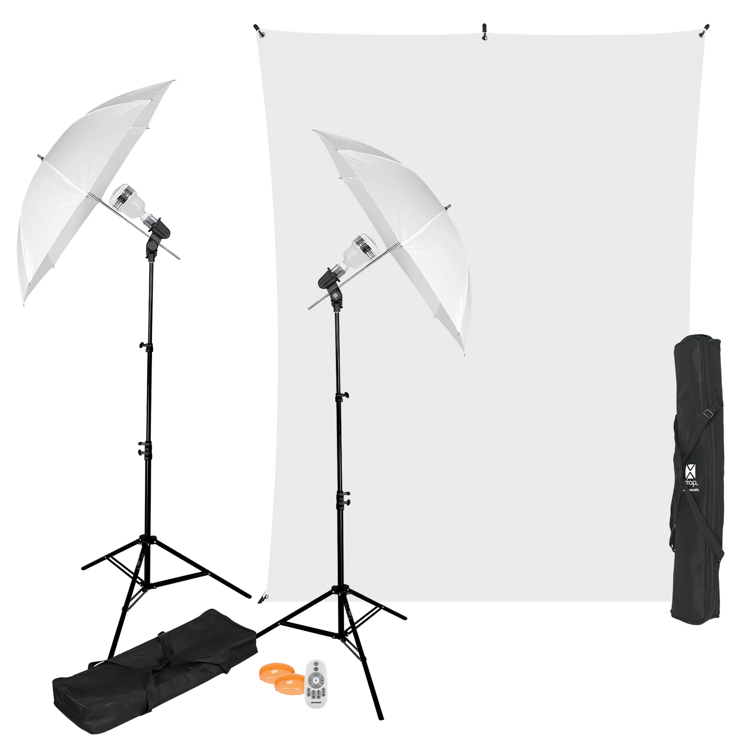 uLite 2-Light Umbrella Kit with X-Drop Backdrop & Stands - Image 19