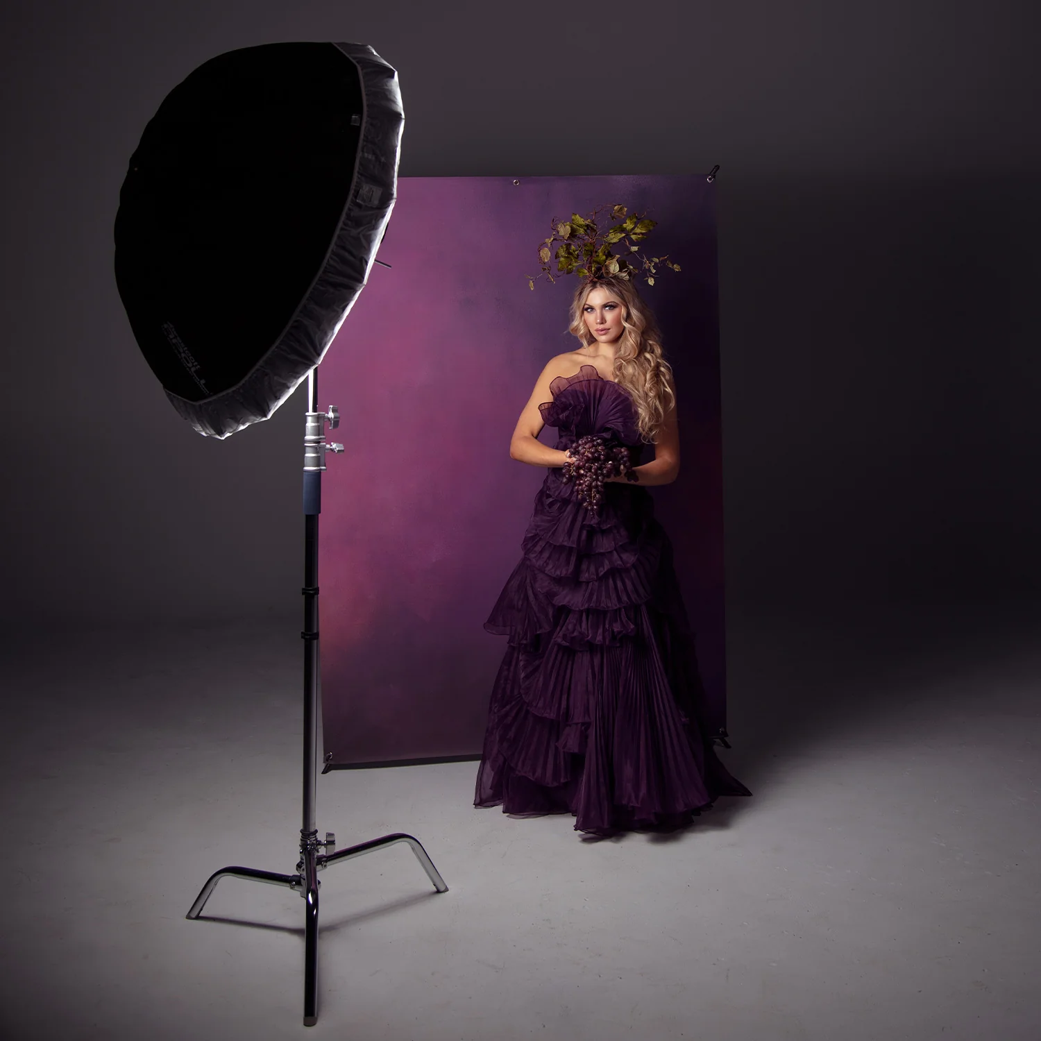 X-Drop Canvas Backdrop - Antique Fuchsia (5' x 7') - Image 3