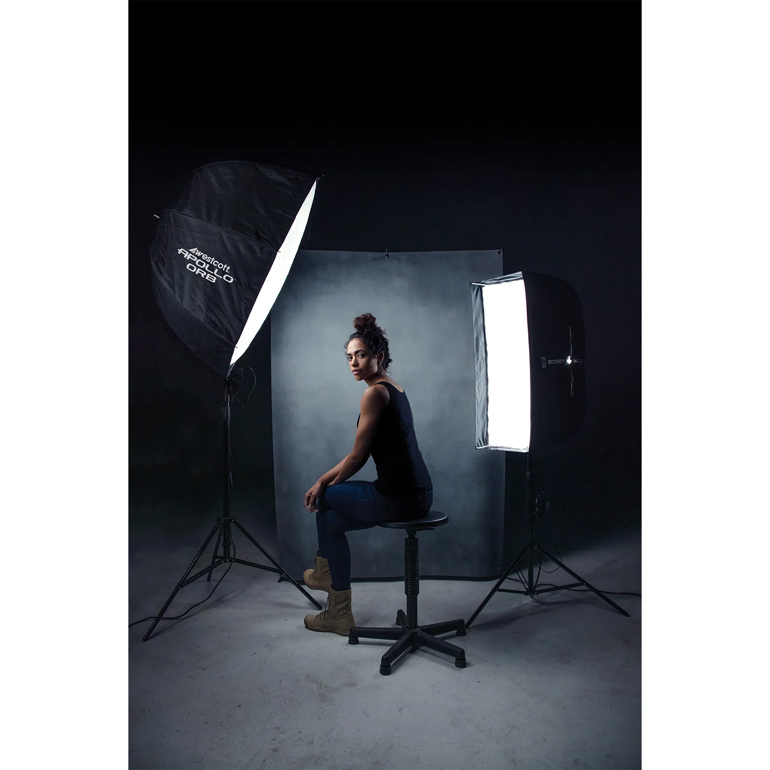 X-Drop Fabric Backdrop - Vintage Gray by Glyn Dewis (5' x 7') - Image 5