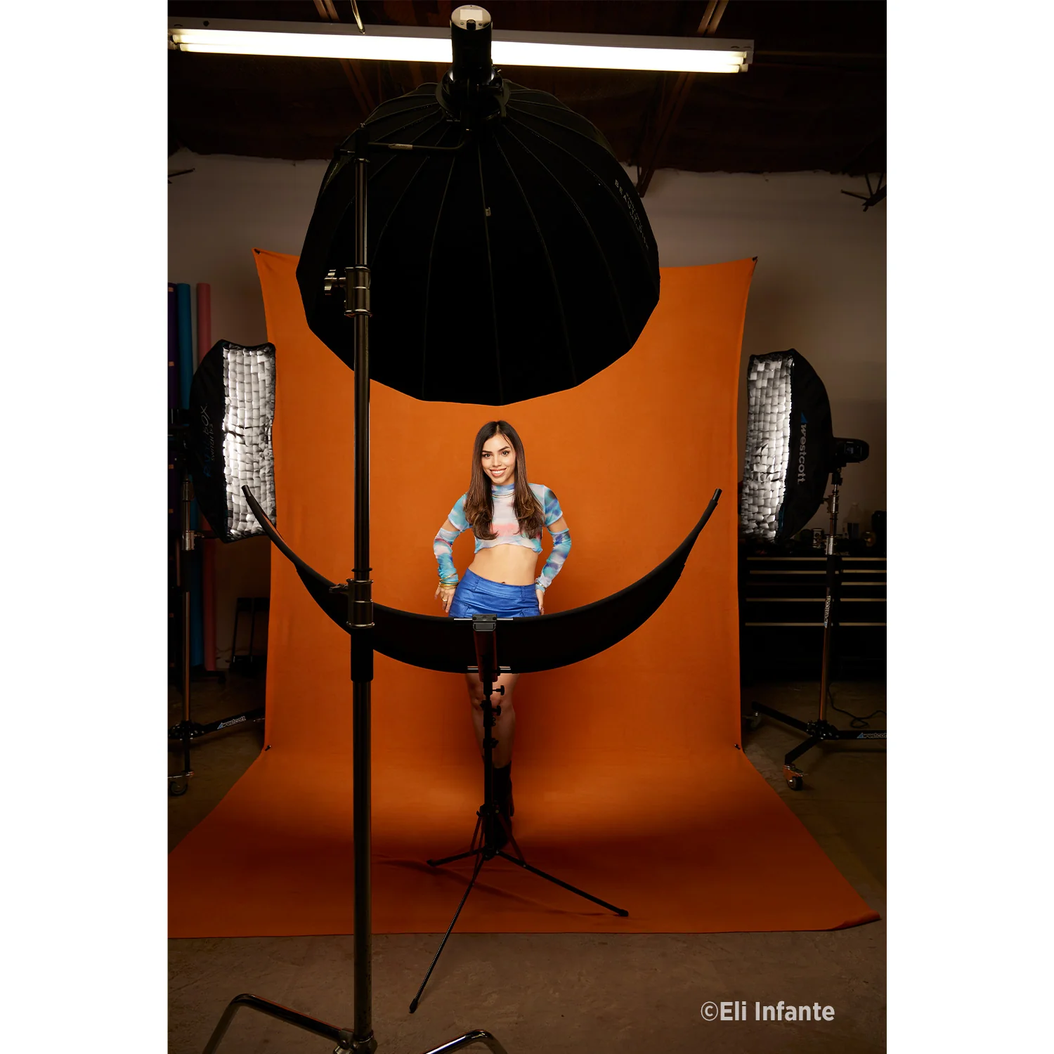 X-Drop Pro Wrinkle-Resistant Backdrop - Tiger Orange (8' x 13') - Image 5