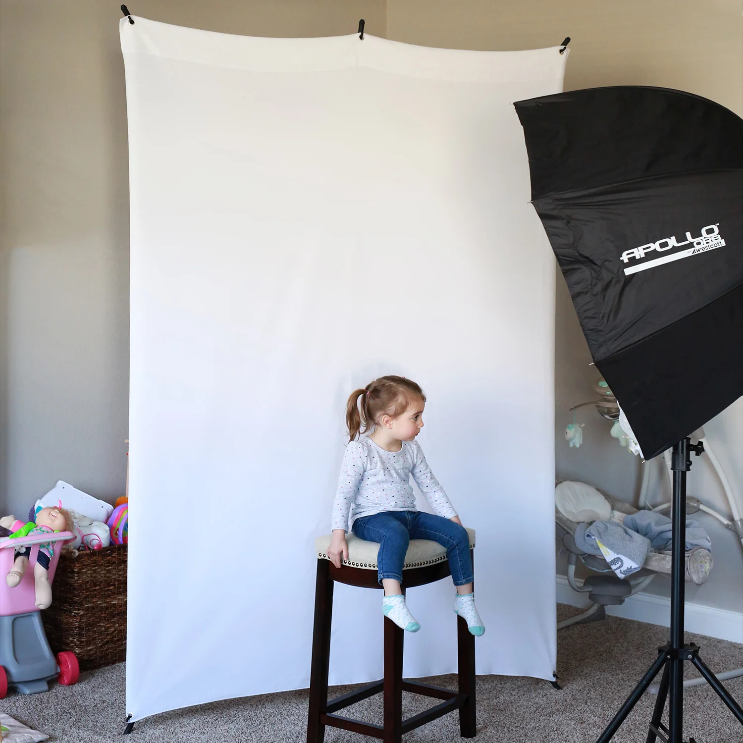 X-Drop Wrinkle-Resistant Backdrop - High-Key White (5' x 7') - Image 5